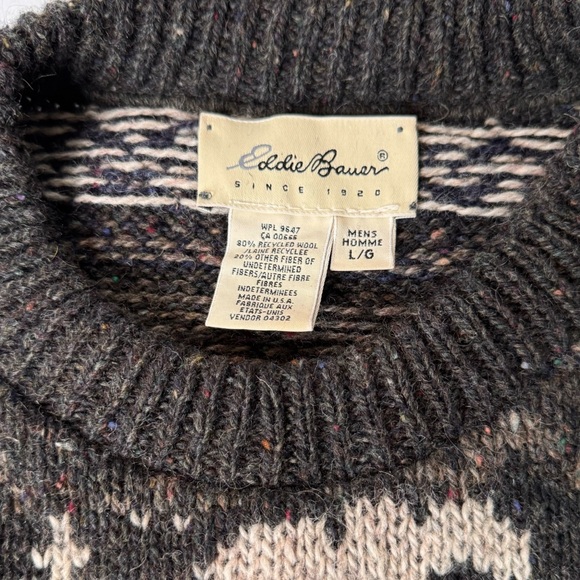 Vintage Eddie Bauer Rare Wool Blend Nordic Forest Moose Sweater Large Men’s - Picture 5 of 9